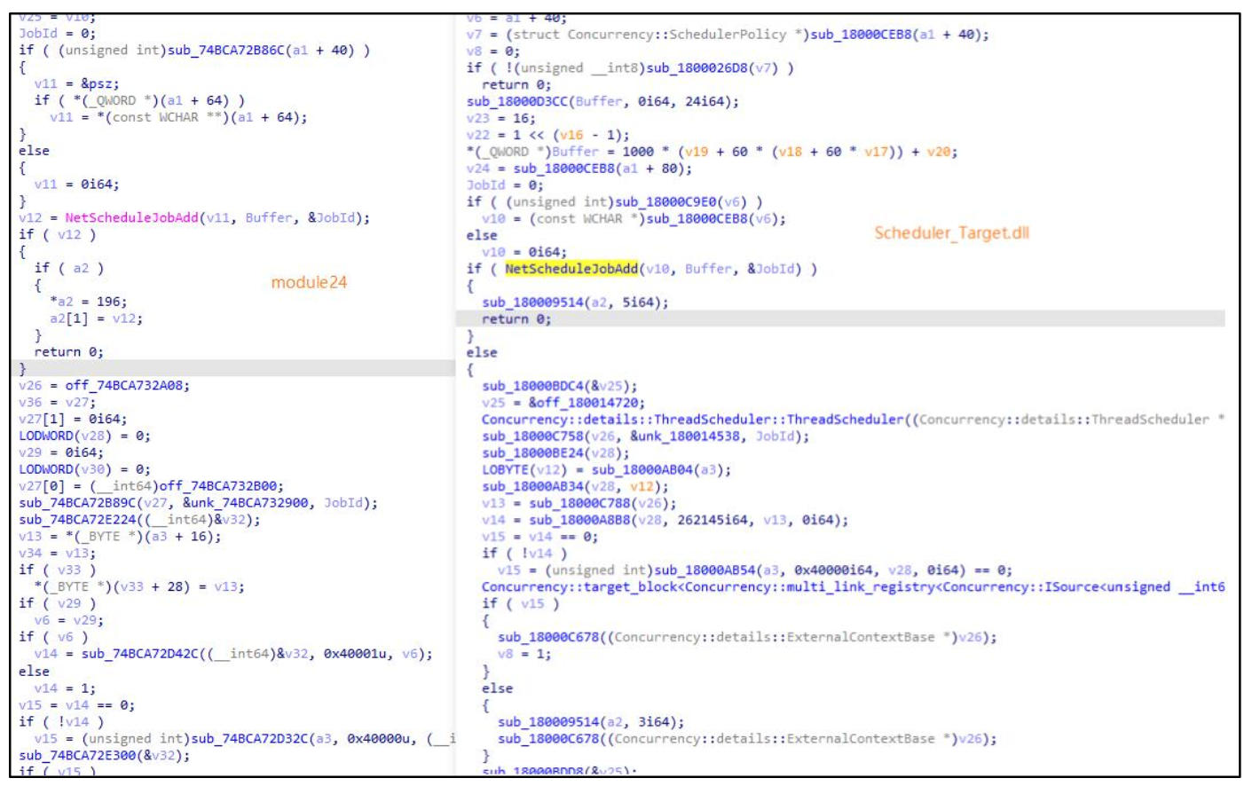 图 module23(左)与Packages_Target.dll(右)代码同源性对比
